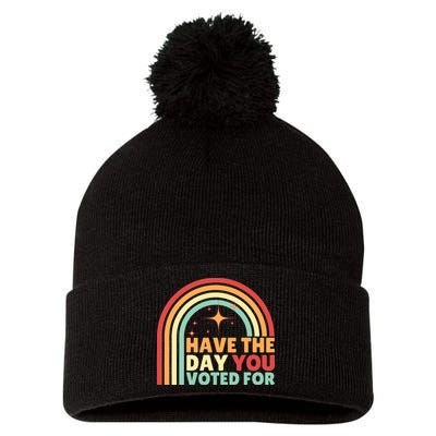 Groovy Have The Day You Voted For Retro Pom Pom 12in Knit Beanie