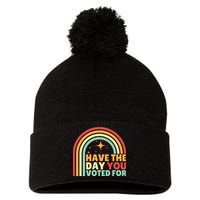 Groovy Have The Day You Voted For Retro Pom Pom 12in Knit Beanie