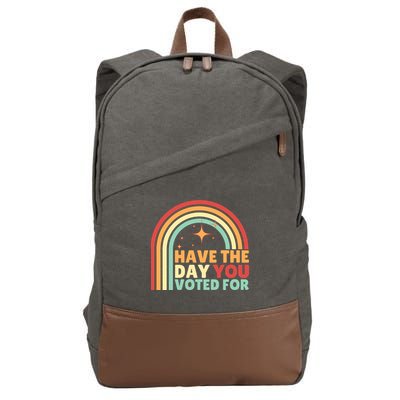 Groovy Have The Day You Voted For Retro Cotton Canvas Backpack