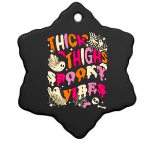 Groovy Halloween Thick Thighs Spooky Vibe Witchy Gift Ceramic Star Ornament