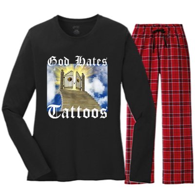 God Hates Tattoos Women's Long Sleeve Flannel Pajama Set 