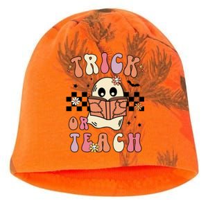 Groovy Halloween Trick Or Teach Retro Floral Ghost Teacher Gift Kati - Camo Knit Beanie