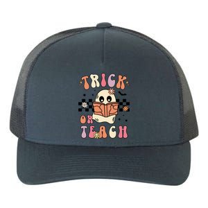 Groovy Halloween Trick Or Teach Retro Floral Ghost Teacher Gift Yupoong Adult 5-Panel Trucker Hat