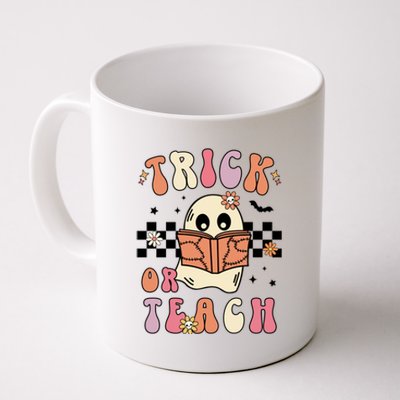 Groovy Halloween Trick Or Teach Retro Floral Ghost Teacher Gift Coffee Mug