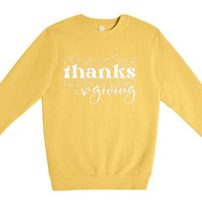 Groovy Happy Thanksgiving Cute Premium Crewneck Sweatshirt