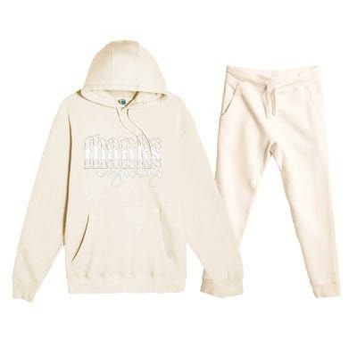 Groovy Happy Thanksgiving Cute Premium Hooded Sweatsuit Set