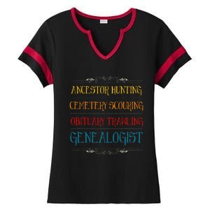 Genealogist History Tree Research Genealogy Family Historian Ladies Halftime Notch Neck Tee