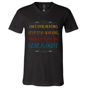 Genealogist History Tree Research Genealogy Family Historian V-Neck T-Shirt