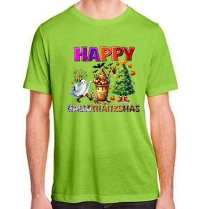 Gnomes Halloween Thanksgiving Christmas Happy Hallothanksmas Adult ChromaSoft Performance T-Shirt