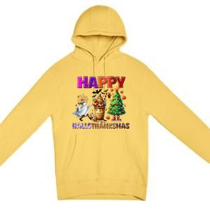 Gnomes Halloween Thanksgiving Christmas Happy Hallothanksmas Premium Pullover Hoodie