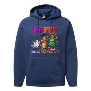 Gnomes Halloween Thanksgiving Christmas Happy Hallothanksmas Performance Fleece Hoodie