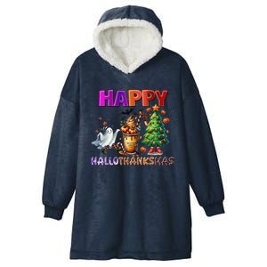 Gnomes Halloween Thanksgiving Christmas Happy Hallothanksmas Hooded Wearable Blanket