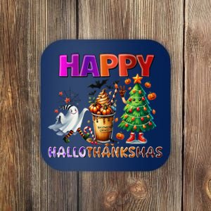 Gnomes Halloween Thanksgiving Christmas Happy Hallothanksmas Coaster