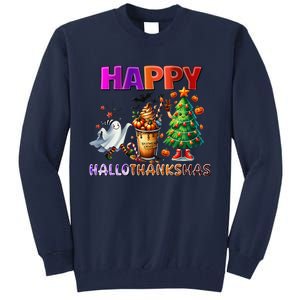 Gnomes Halloween Thanksgiving Christmas Happy Hallothanksmas Tall Sweatshirt