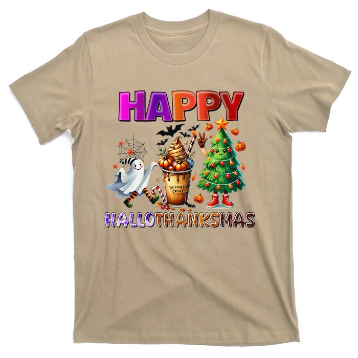 Gnomes Halloween Thanksgiving Christmas Happy Hallothanksmas T-Shirt