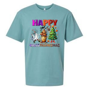 Gnomes Halloween Thanksgiving Christmas Happy Hallothanksmas Sueded Cloud Jersey T-Shirt