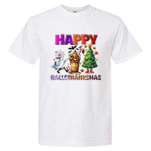 Gnomes Halloween Thanksgiving Christmas Happy Hallothanksmas Garment-Dyed Heavyweight T-Shirt