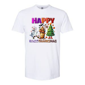 Gnomes Halloween Thanksgiving Christmas Happy Hallothanksmas Softstyle CVC T-Shirt