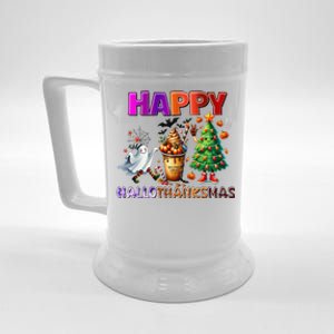 Gnomes Halloween Thanksgiving Christmas Happy Hallothanksmas Beer Stein