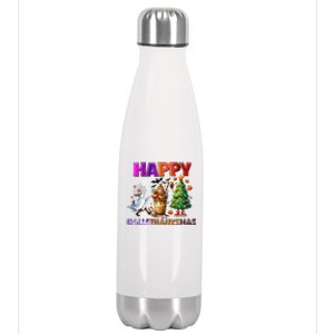 Gnomes Halloween Thanksgiving Christmas Happy Hallothanksmas Stainless Steel Insulated Water Bottle