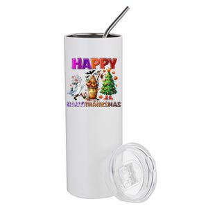 Gnomes Halloween Thanksgiving Christmas Happy Hallothanksmas Stainless Steel Tumbler