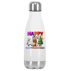 Gnomes Halloween Thanksgiving Christmas Happy Hallothanksmas Stainless Steel Insulated Water Bottle