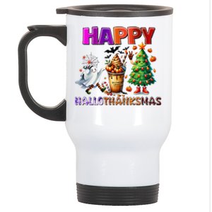 Gnomes Halloween Thanksgiving Christmas Happy Hallothanksmas Stainless Steel Travel Mug