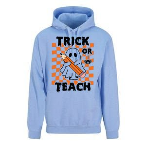 Groovy Halloween Trick Or Teach Retro Floral Ghost Teacher Unisex Surf Hoodie