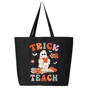 Groovy Halloween Trick Or Teach Retro Floral Ghost Teacher 25L Jumbo Tote