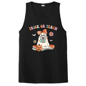 Groovy Halloween Trick Or Teach Retro Floral Ghost Teacher PosiCharge Competitor Tank