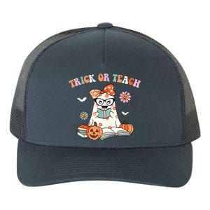 Groovy Halloween Trick Or Teach Retro Floral Ghost Teacher Yupoong Adult 5-Panel Trucker Hat