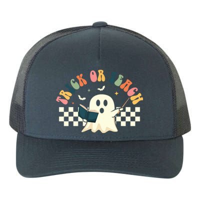 Groovy Halloween Trick Or Teach Retro Floral Ghost Teacher Yupoong Adult 5-Panel Trucker Hat