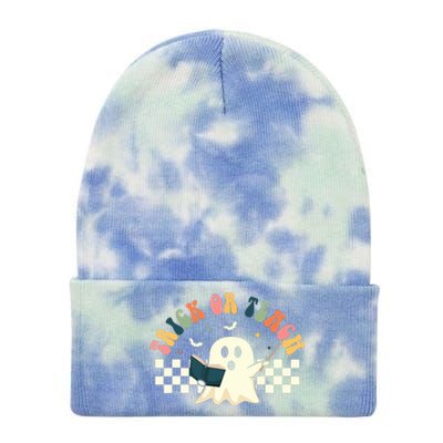 Groovy Halloween Trick Or Teach Retro Floral Ghost Teacher Tie Dye 12in Knit Beanie