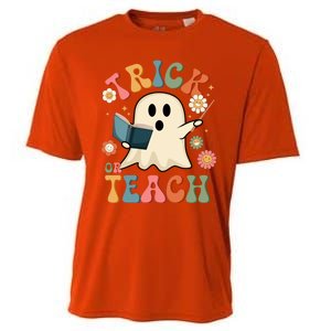 Groovy Halloween Trick Or Teach Ghost Teacher Gift Cooling Performance Crew T-Shirt