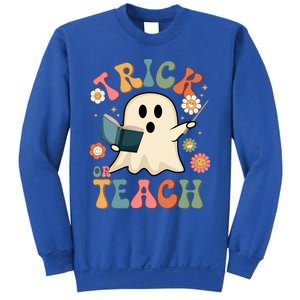 Groovy Halloween Trick Or Teach Ghost Teacher Gift Sweatshirt