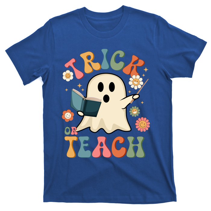 Groovy Halloween Trick Or Teach Ghost Teacher Gift T-Shirt