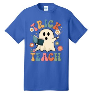 Groovy Halloween Trick Or Teach Ghost Teacher Gift Tall T-Shirt