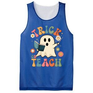 Groovy Halloween Trick Or Teach Ghost Teacher Gift Mesh Reversible Basketball Jersey Tank