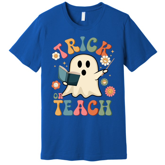 Groovy Halloween Trick Or Teach Ghost Teacher Gift Premium T-Shirt