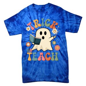 Groovy Halloween Trick Or Teach Ghost Teacher Gift Tie-Dye T-Shirt