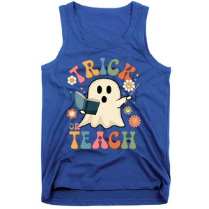 Groovy Halloween Trick Or Teach Ghost Teacher Gift Tank Top