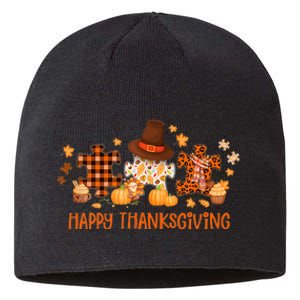 Gd5b Happy Thanksgiving Leopard Autism Awareness Fall Autumn Sustainable Beanie