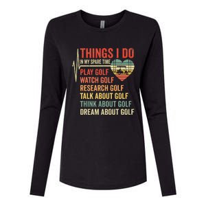 Golf Heartbeat Things I Do In My Spare Time Funny Golfing Womens Cotton Relaxed Long Sleeve T-Shirt