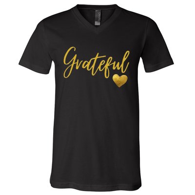 Grateful Heart Thanksgiving V-Neck T-Shirt