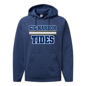 Gig Harbor Tides Horizontal Stripes Performance Fleece Hoodie