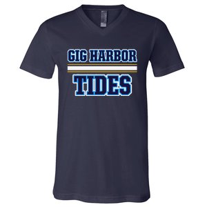 Gig Harbor Tides Horizontal Stripes V-Neck T-Shirt