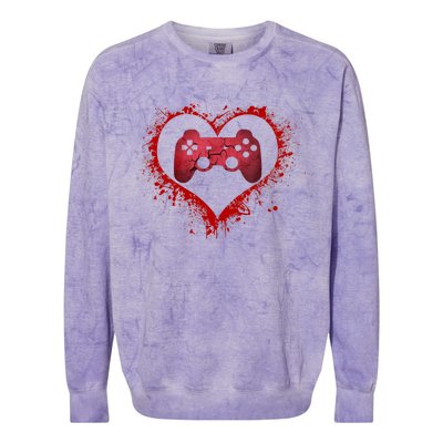 Gamer Heart Valentines Day Video Games Boy Colorblast Crewneck Sweatshirt