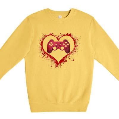 Gamer Heart Valentines Day Video Games Boy Premium Crewneck Sweatshirt