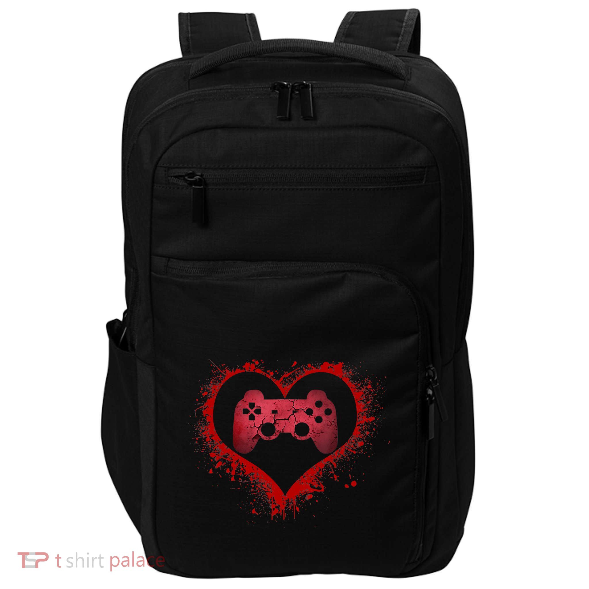 Gamer Heart Valentines Day Video Games Boy Impact Tech Backpack