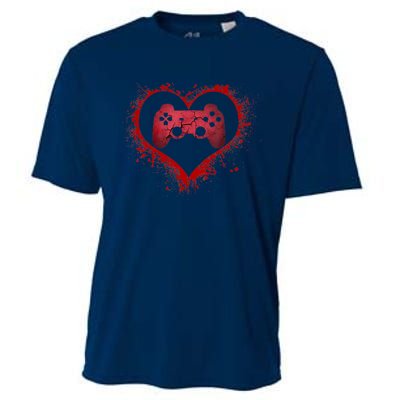 Gamer Heart Valentines Day Video Games Boy Cooling Performance Crew T-Shirt